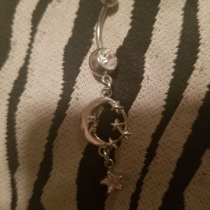 Moon and star belly ring